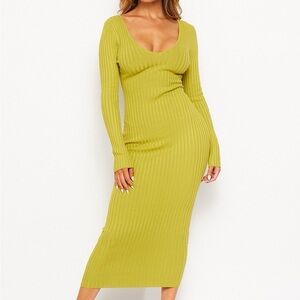 Hera Collection Lime Ribbed Knit Dress